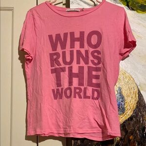 Alice + Olivia Who Runs The World Pink Shirt